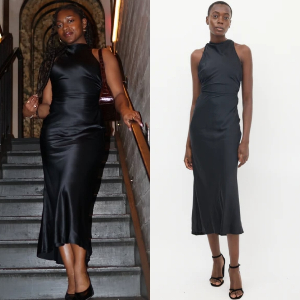 NWT Reformation Casette Silk Dress Black 10 - Picture 4 of 14